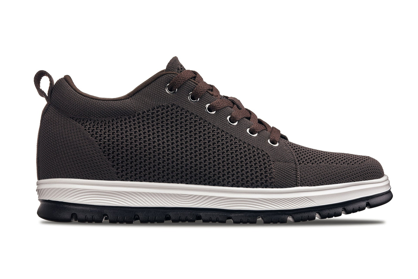 CALTO - X2325 - 6,1 cm più alto (Marrone Scuro/Bianco & Suola Nera) - Scarpa da Ginnastica Casual stringata - Leggera