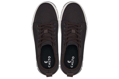 CALTO - X2325 - 6,1 cm più alto (Marrone Scuro/Bianco & Suola Nera) - Scarpa da Ginnastica Casual stringata - Leggera