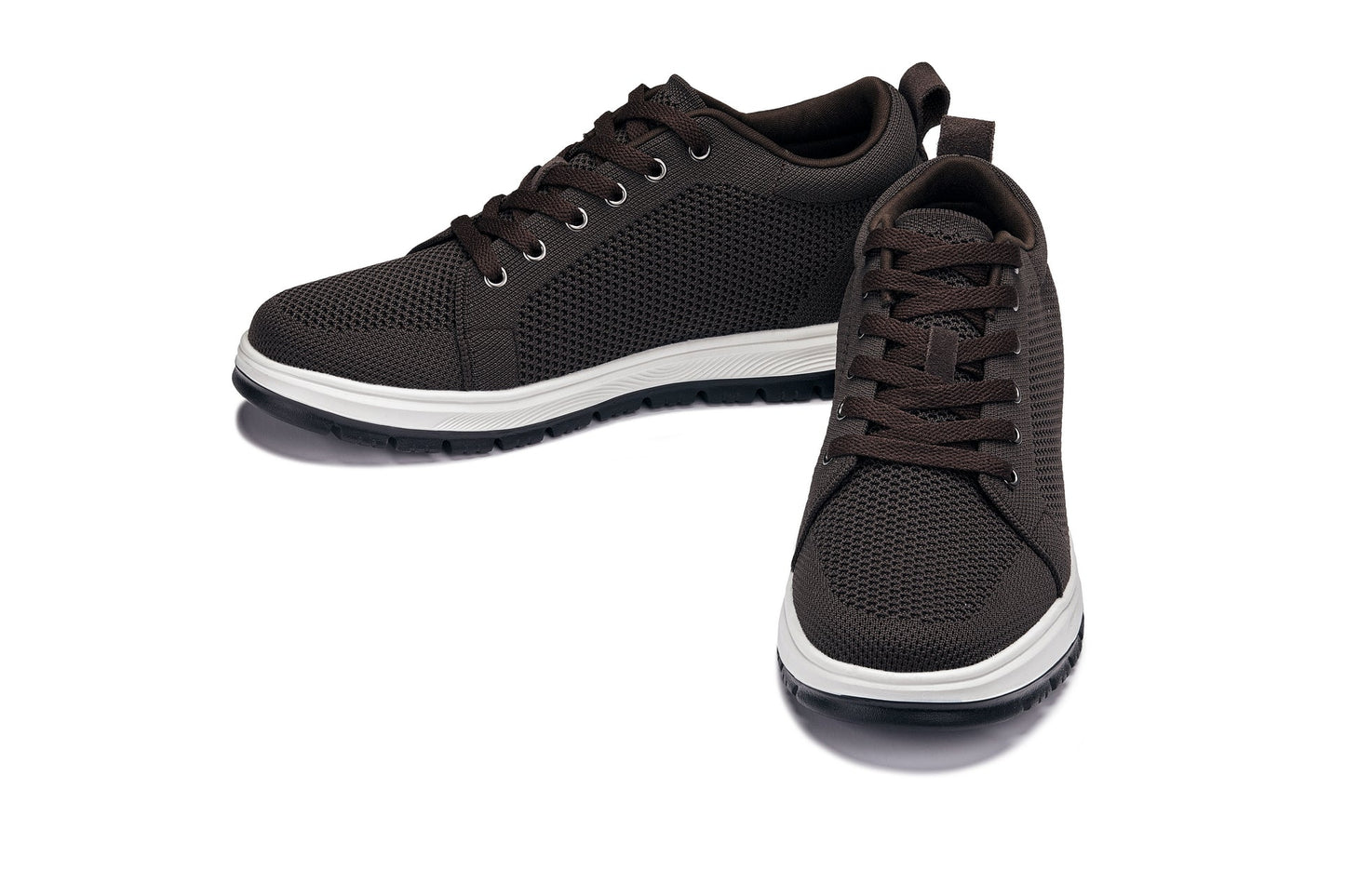 CALTO - X2325 - 6,1 cm più alto (Marrone Scuro/Bianco & Suola Nera) - Scarpa da Ginnastica Casual stringata - Leggera