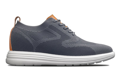 CALTO - X2636 - 7 cm in più (Grigio ferro/Marrone) - Scarpa casual stringata da passeggio - Leggera