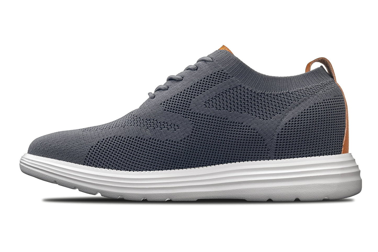 CALTO - X2636 - 7 cm in più (Grigio ferro/Marrone) - Scarpa casual stringata da passeggio - Leggera
