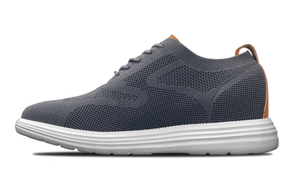 CALTO - X2636 - 7 cm in più (Grigio ferro/Marrone) - Scarpa casual stringata da passeggio - Leggera