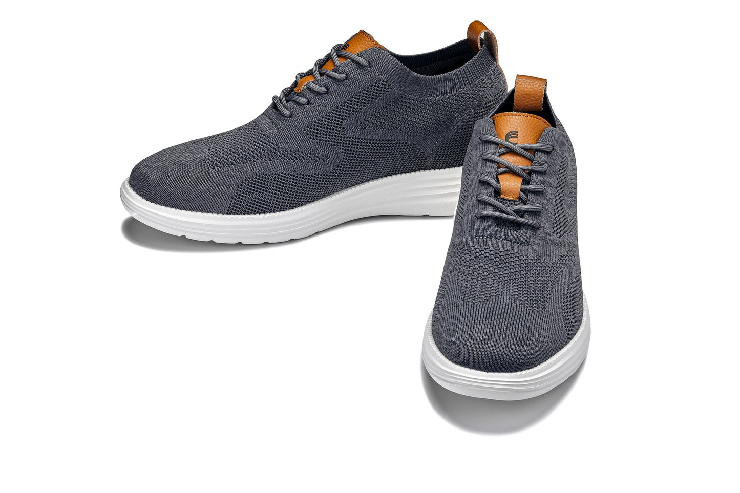 CALTO - X2636 - 7 cm in più (Grigio ferro/Marrone) - Scarpa casual stringata da passeggio - Leggera