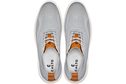 CALTO - X2637 - 2.8 pollici più alto (grigio peltro/marrone) - Scarpe stringate casual da passeggio - Leggere