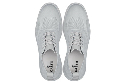 CALTO - X2640 - 7,1 cm Più Alto (Peltro/Suola Grigio Chiaro) - Scarpa Casual Allacciata - Leggera