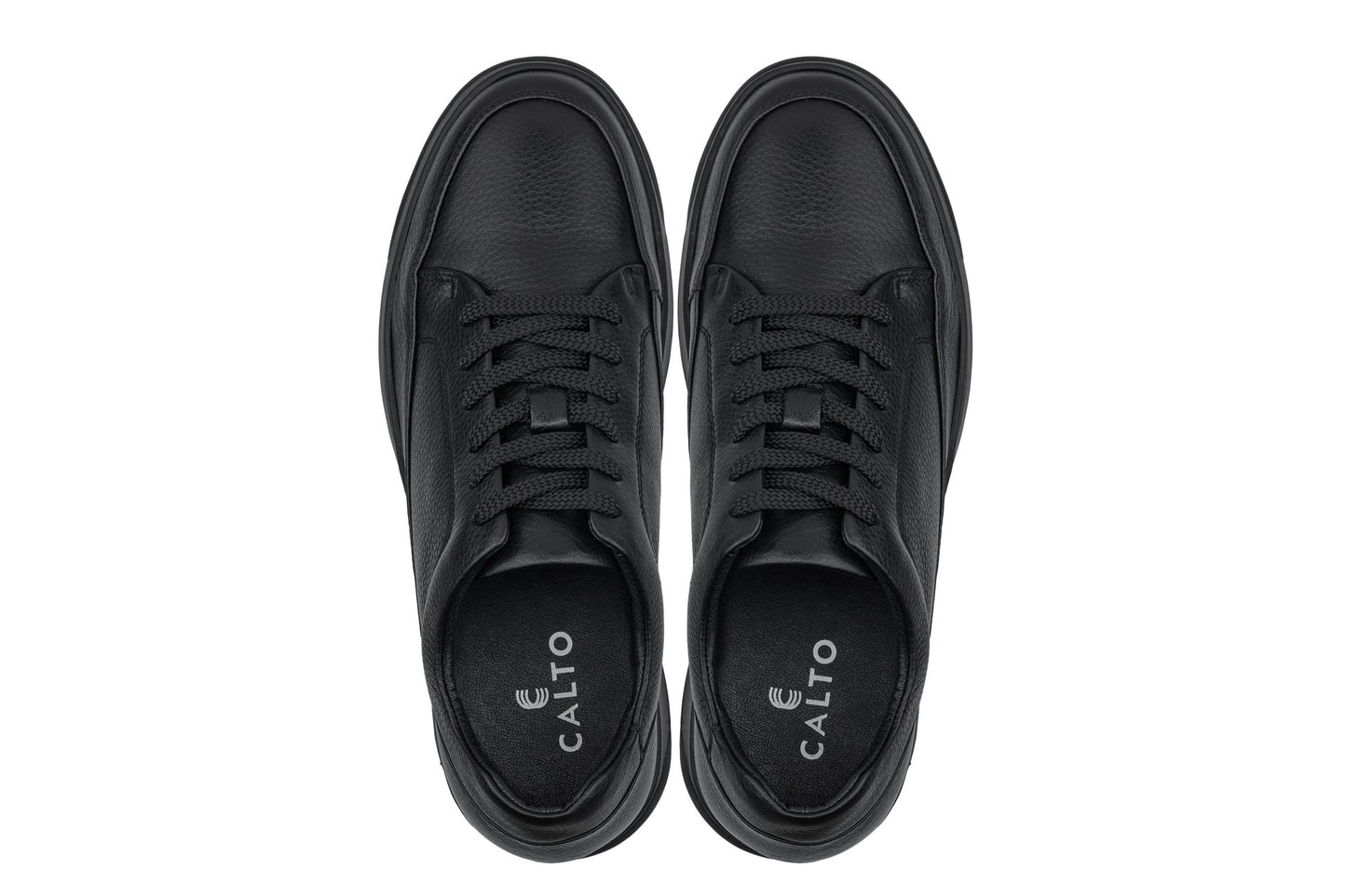 CALTO - Y7111 - 2.6 Pollici Più Alto (Nero) - Sneakers Rialzate in Pelle Martellata