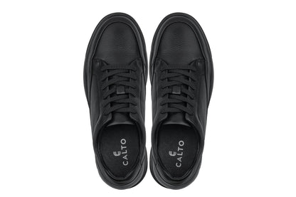 CALTO - Y7111 - 2.6 Pollici Più Alto (Nero) - Sneakers Rialzate in Pelle Martellata