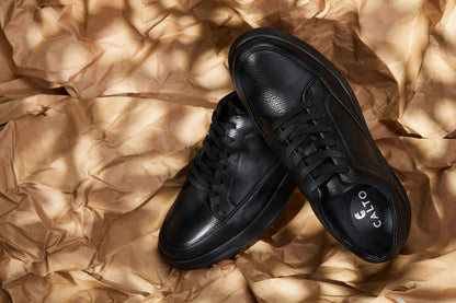 CALTO - Y7111 - 2.6 Pollici Più Alto (Nero) - Sneakers Rialzate in Pelle Martellata