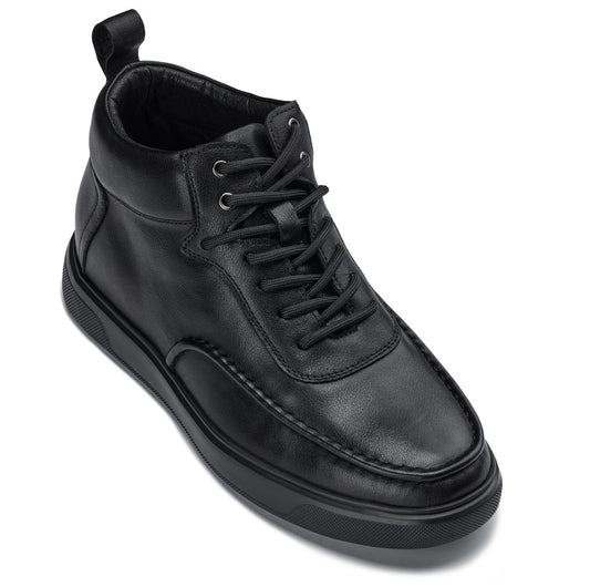 CALTO - Y7112 - 7 cm più alto (Nero) - Sneaker-Stivali Moc-Toe in Pelle Nappa