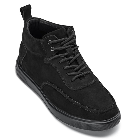 CALTO - Y7113 - 2.8 Pollici Più Alto (Nero) - Sneak-Boots Mocassino in Nubuck Scamosciato