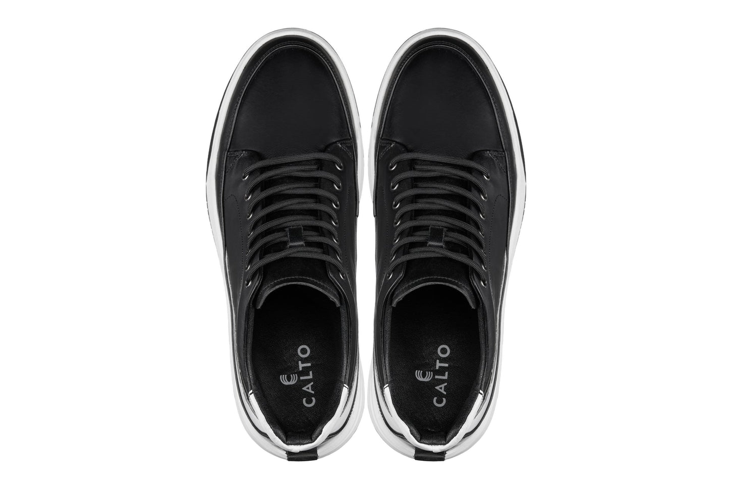 CALTO - Y7150 - 2.6 Inches Taller (Nero) - Sneaker-Stivaletto in Pelle alla Caviglia