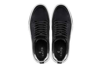 CALTO - Y7150 - 2.6 Inches Taller (Nero) - Sneaker-Stivaletto in Pelle alla Caviglia