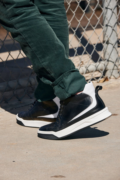 CALTO - Y7150 - 2.6 Inches Taller (Nero) - Sneaker-Stivaletto in Pelle alla Caviglia