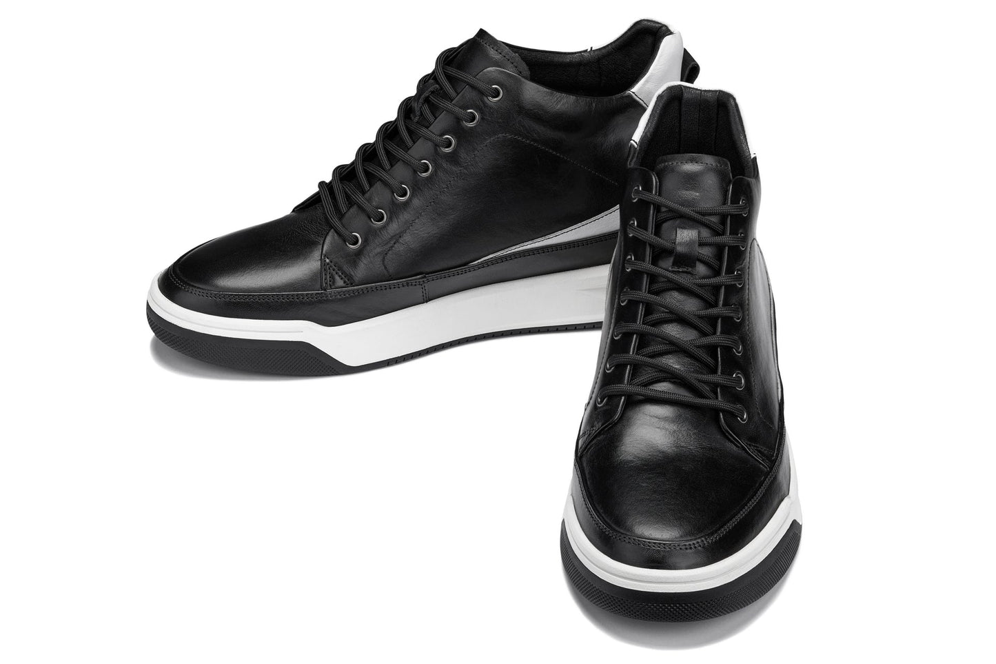 CALTO - Y7150 - 2.6 Inches Taller (Nero) - Sneaker-Stivaletto in Pelle alla Caviglia