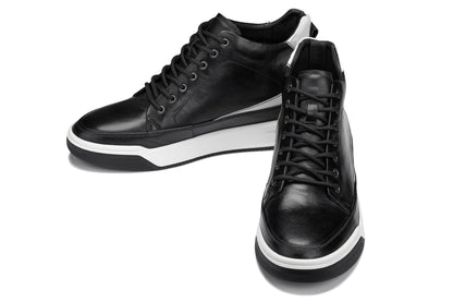 CALTO - Y7150 - 2.6 Inches Taller (Nero) - Sneaker-Stivaletto in Pelle alla Caviglia