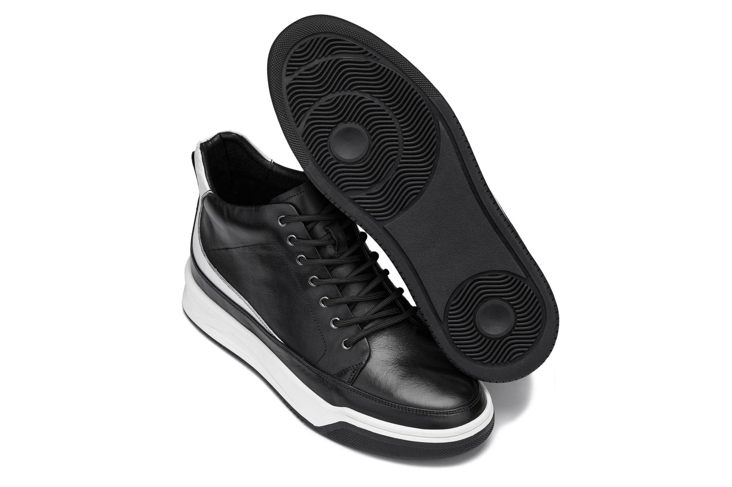 CALTO - Y7150 - 2.6 Inches Taller (Nero) - Sneaker-Stivaletto in Pelle alla Caviglia