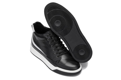 CALTO - Y7150 - 2.6 Inches Taller (Nero) - Sneaker-Stivaletto in Pelle alla Caviglia