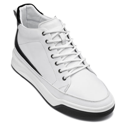 CALTO - Y7151 - 6.6 cm in più (bianco sporco) - Sneaker-Stivaletto alla Caviglia in Pelle