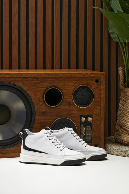 CALTO - Y7151 - 6.6 cm in più (bianco sporco) - Sneaker-Stivaletto alla Caviglia in Pelle