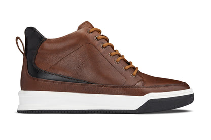 CALTO - Y7153 - 6.5 cm Più Alto (Marrone) - Sneaker Stivaletto in Pelle alla Caviglia