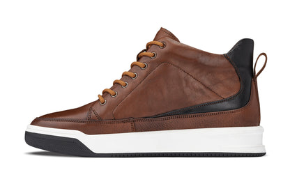 CALTO - Y7153 - 6.5 cm Più Alto (Marrone) - Sneaker Stivaletto in Pelle alla Caviglia