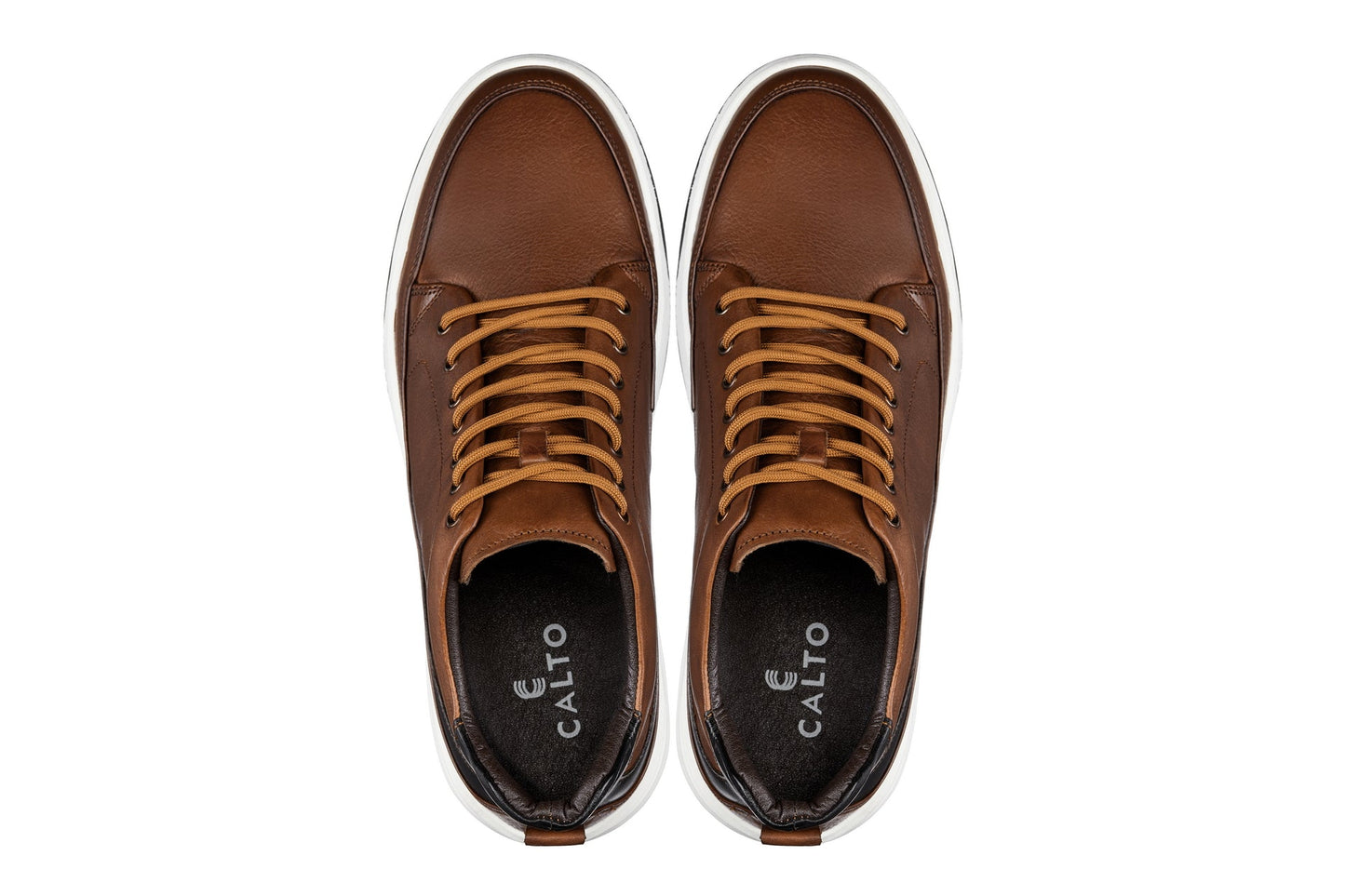 CALTO - Y7153 - 6.5 cm Più Alto (Marrone) - Sneaker Stivaletto in Pelle alla Caviglia