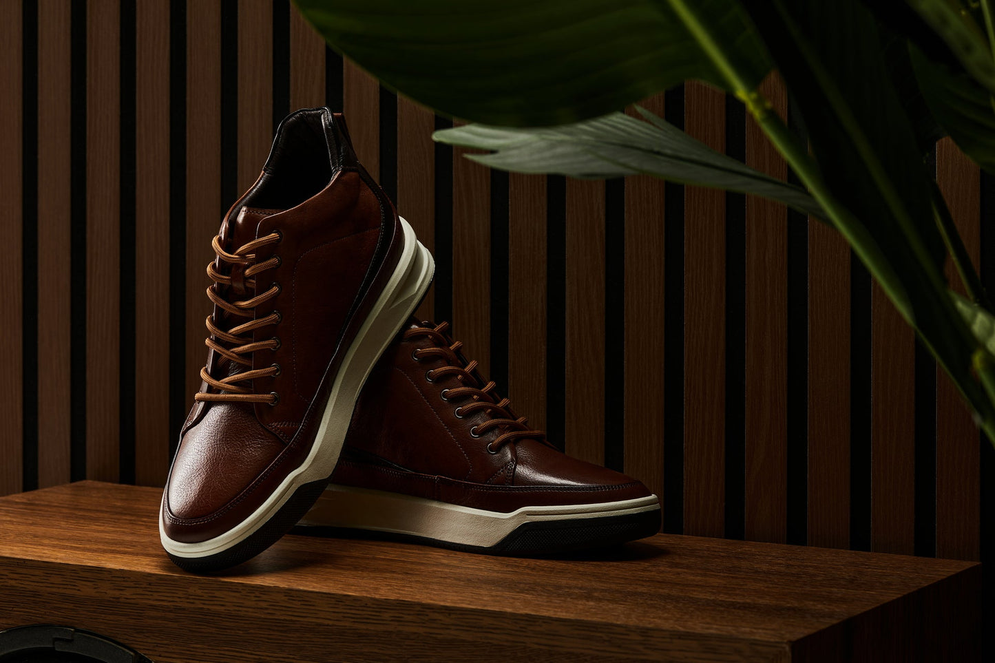CALTO - Y7153 - 6.5 cm Più Alto (Marrone) - Sneaker Stivaletto in Pelle alla Caviglia