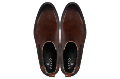CALTO - Y72231 - 7 cm in più (Marrone Caffè) - Stivali Chelsea