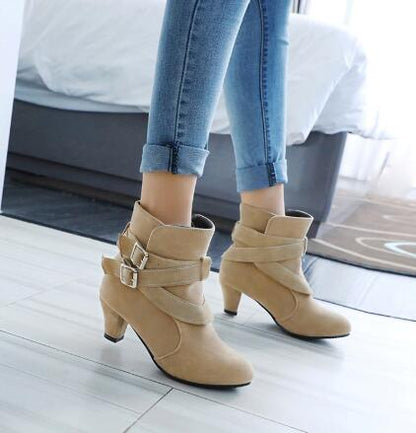 Women's Suede Platform Ankle Boots | Warm Zipper Martin Heels