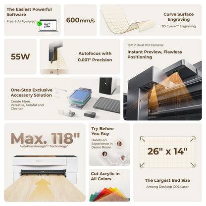 xTool P2S 55W Taglierina laser desktop CO2