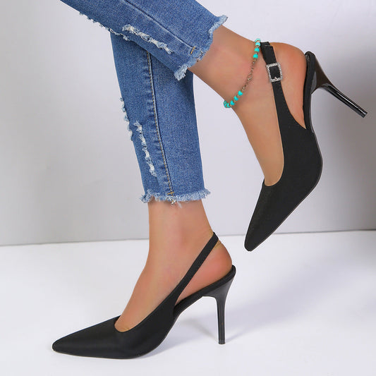 Sandali da donna a punta con fibbia e tacco a spillo | Tomaia in PU e tacco alto open-toe