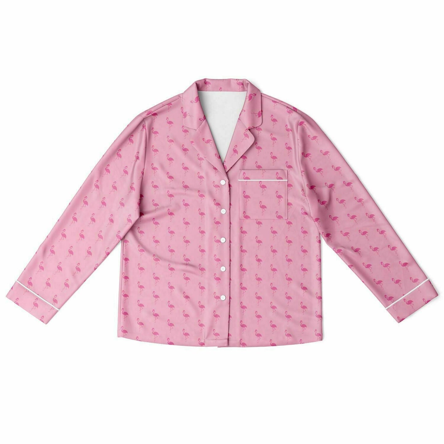Simple Pink Flamingo Satin Pajamas