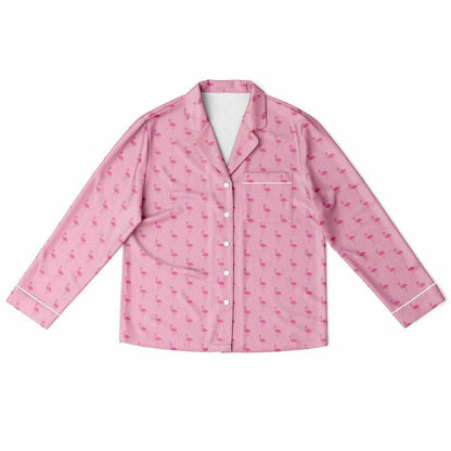 Simple Pink Flamingo Satin Pajamas