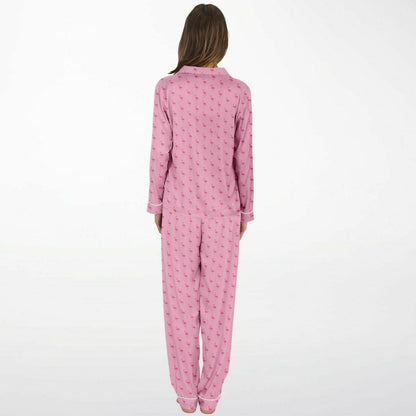 Simple Pink Flamingo Satin Pajamas