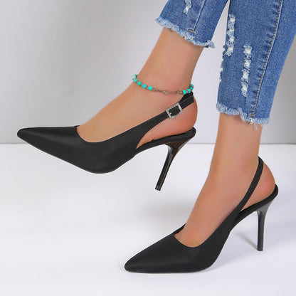 Women's Pointed Toe Buckle Stiletto Sandals | PU Upper Open-Toe High Heels