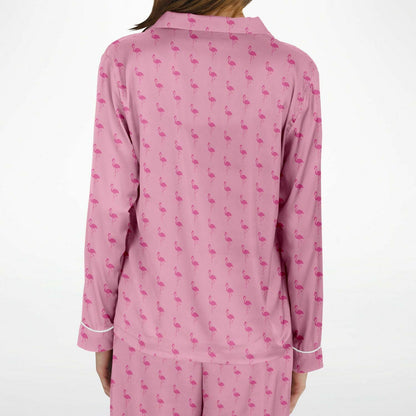 Simple Pink Flamingo Satin Pajamas
