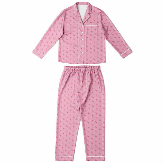 Simple Pink Flamingo Satin Pajamas