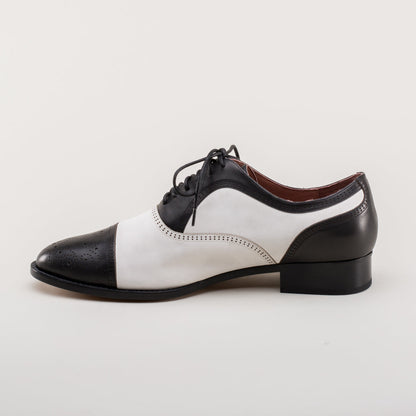 Dandy Men's Vintage Cap Toe Oxfords (Black/White)