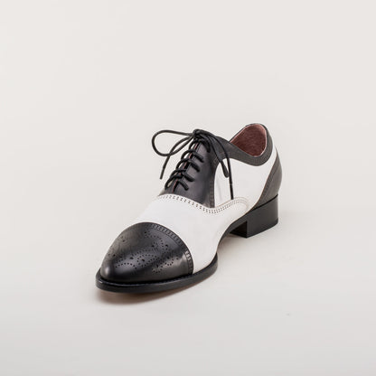 Dandy Men's Vintage Cap Toe Oxfords (Black/White)