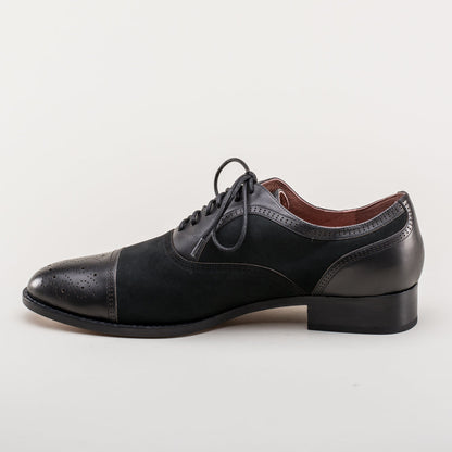 Dandy Men's Vintage Cap Toe Oxfords (Black)