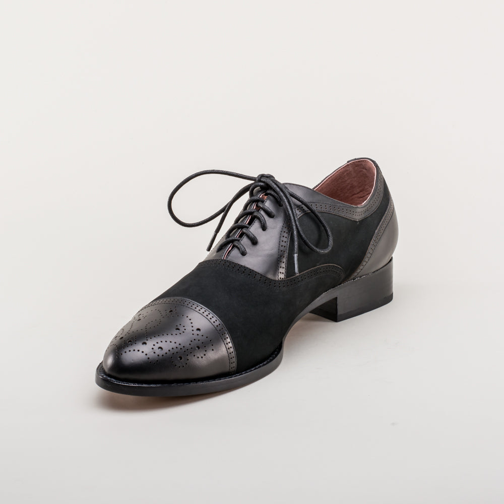 Dandy Men's Vintage Cap Toe Oxfords (Black)