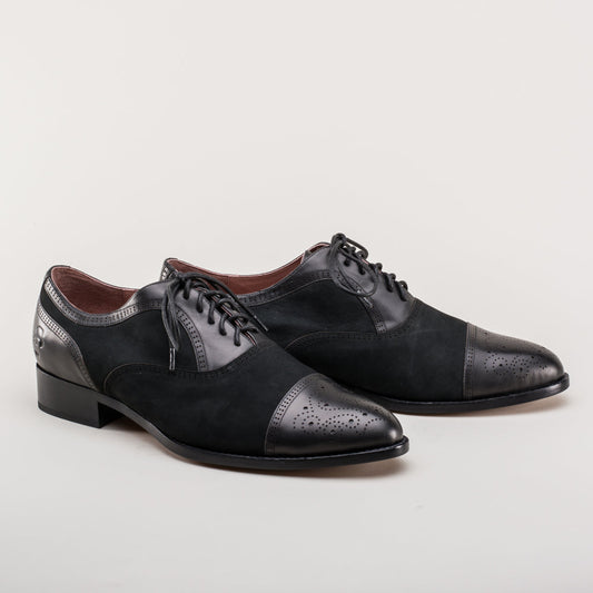 Scarpe stringate Dandy Vintage con puntale (Nero)