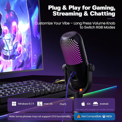 Microfono USB per PC Gaming: Microfono a Condensatore con RGB