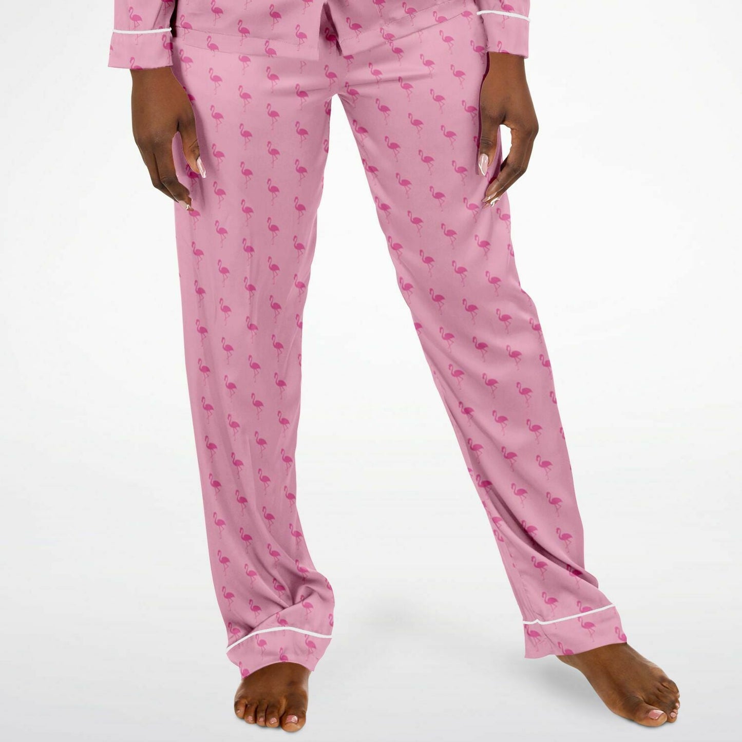 Simple Pink Flamingo Satin Pajamas
