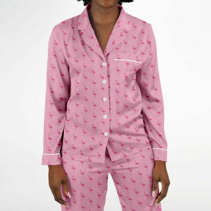 Simple Pink Flamingo Satin Pajamas