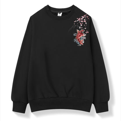 Maglione SW9197 con carpe koi rosse ricamate