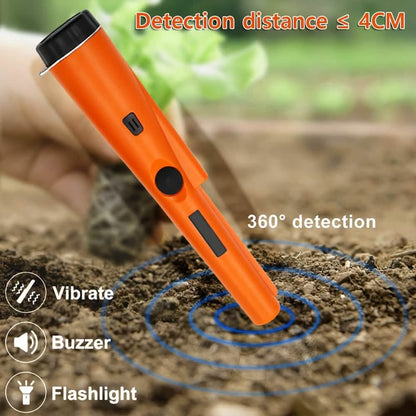 Metal Detector Pinpointer a 360° con LED, Vibrazione e Fondina (Arancione)