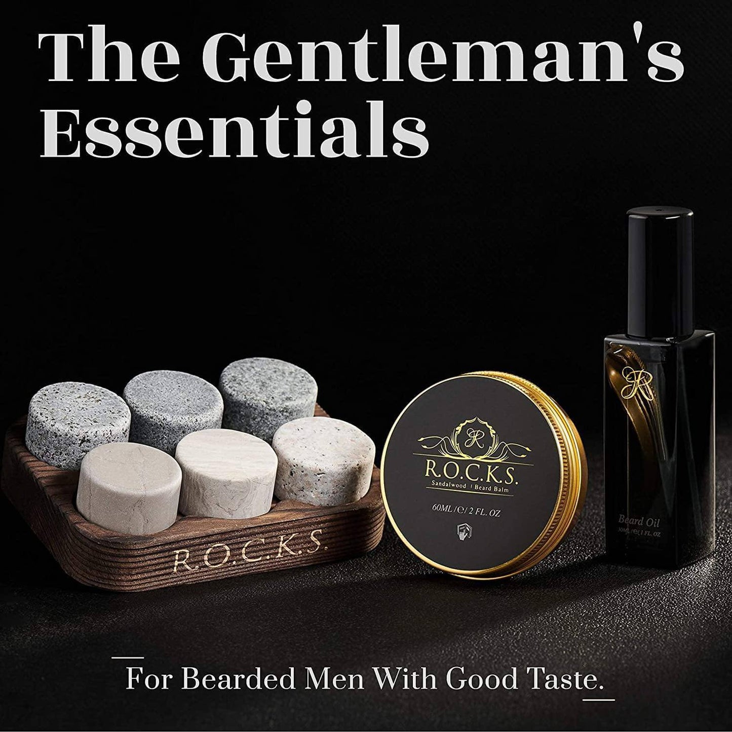 L'essentiel pour Monsieur - Coffret Cadeau Pierres à Whisky et Trousse de Toilette
