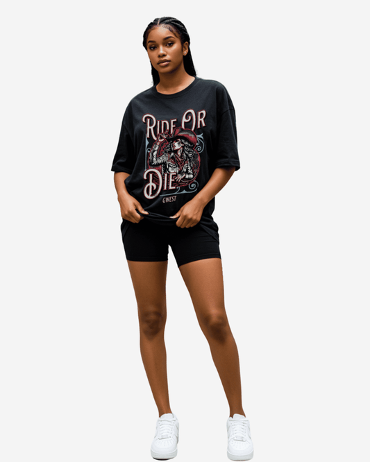 T-shirt oversize da donna G West Ride Or Die