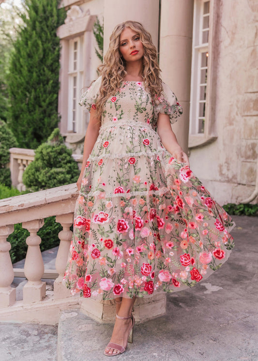 Abito midi Rose - Crema